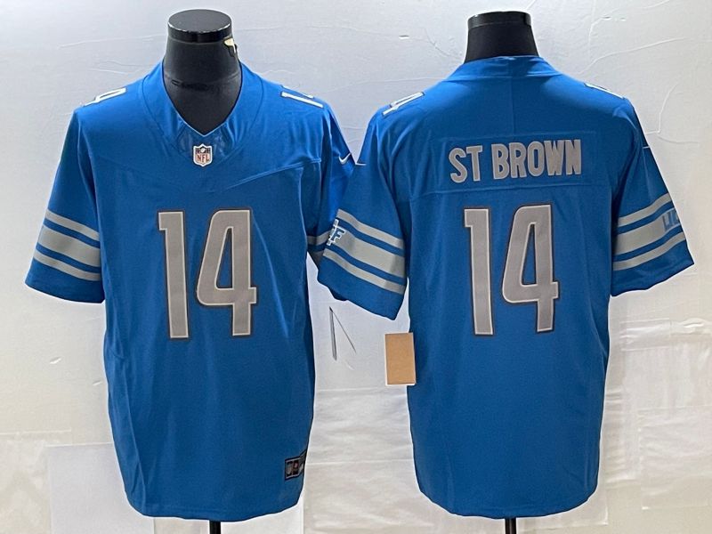 Men Detroit Lions #14 Amon Ra St. Brown Nike Blue Vapor Limited NFL Jersey